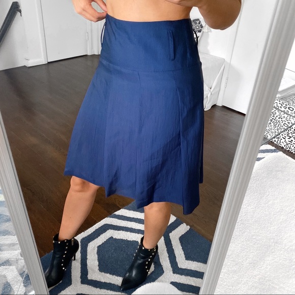 🔷 CAMAIEU ROYAL BLUE SILKY HIGH WAIST SKATER SKIRT! - Picture 2 of 9